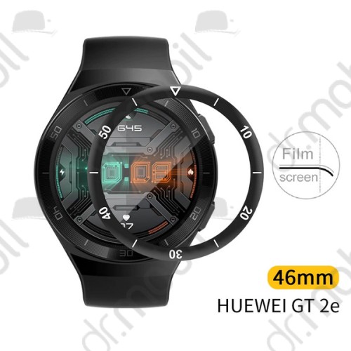 Képernyővédő üveg fólia Huawei Watch GT 2e (1 db-os, 0.2mm, edzett üveg, karcálló, 9H,) ráhajló fekete számozott kerettel 